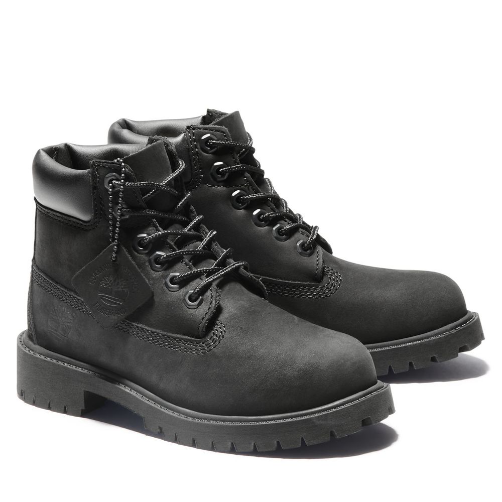 Timberland 6-Inch Μποτακια Παιδικα Μαυρα - Youth Premium Waterproof - Greece 1056982-XR